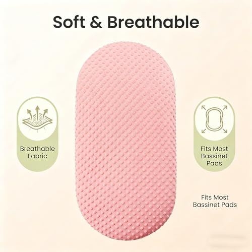 Image of Owlowla Bassinet Sheets Set Universal Fitted Baby Bassinet Pad Mattress | Soft Breathable Minky Cradle Sheets Fit for Hourglass Oval Rectangle Mattress for Baby Boys Girls