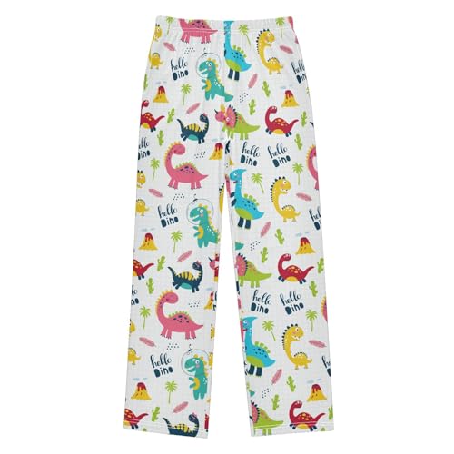 ZZXXB Hello Dino Cacti Boys Long Pants Soft Trousers Elastic Waist Kids Lounge Bottoms with Pockets S-XL