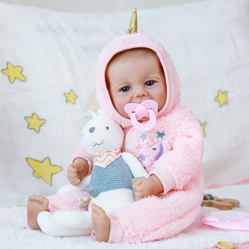 Muñeca bebé realista de 18 pulgadas con accesorios miniatura 5