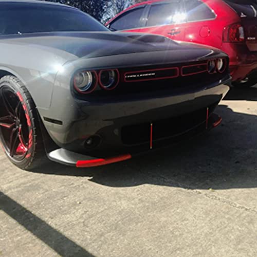 Voodonala Front Bumper Lip Splitter Protector Cover Replacement Part For 2015-2021 Dodge Challenger Scat Pack R/T Gt Srt Plus,Not For Widebody(Red,2Pcs/Set) #TOP2