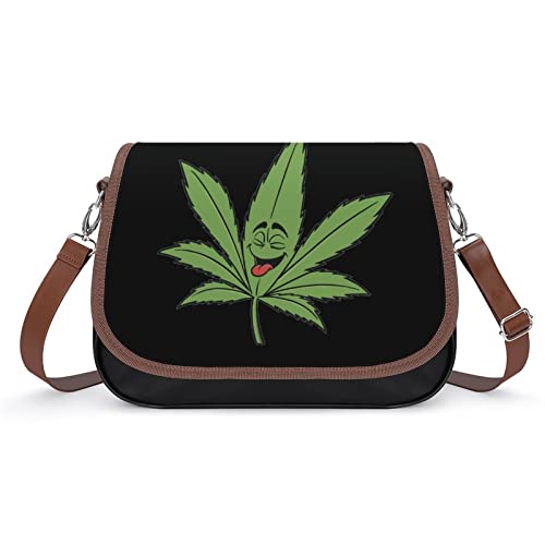 FunnyStar Pot Leaves Weed Women's PU Leather Purses Soft Crossbody Bag Shoulder Handbags