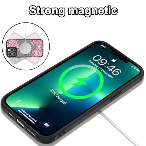 Coque rigide mate iPhone 13 Pro Max MagSafe finition fleur rose - 5