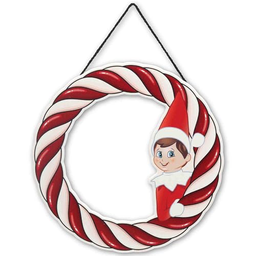 Elf on the Shelf Holiday Wreath Hanging Wood Wall Decor