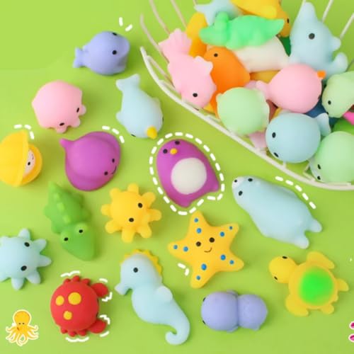 Image of Glow in The Dark Mini Squishy Animal Toys, Kawaii Stress Relief Mochi Squishies,, (15 Pieces)