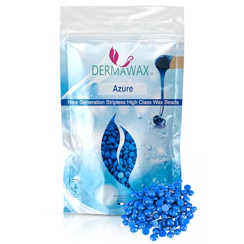 Perles de cire chaude professionnelles sans bandes pour épilation- Dermawax Bleu Azur- Brésilienne & Corps Entier, Visage, Jambes, Aisselles, Bikini- Femme &...