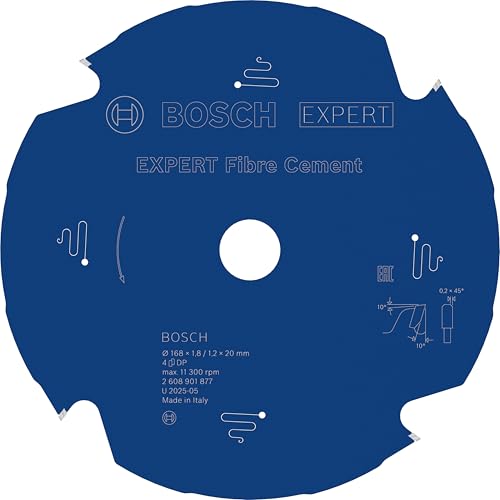 Bosch 1x EXPERT Fibre Cement Kreissägeblatt für Handkreissägen (für Faserzementplatten, Ø mm, Professional Zubehör kabelgebundene Handkreissägen)