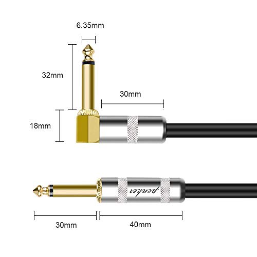 Penker FR-JTXJS-1214-093 2 Pack Guitar Instrument Cable 6Ft,Right Angle 1/4-Inch Ts To Straight 1/4-Inch Ts Gold Plated 6.35Mm Guitar Cord,2 Meter thumb #2