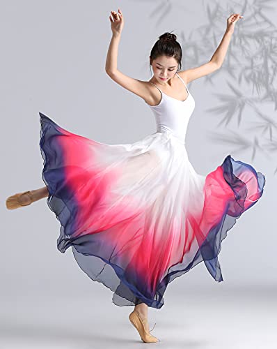 Z&X Modern Ballet Lyrical Dance Skirt Gradient Color Sheer Long Flowy Skirts For Ballerinas Photography Performance Purple Rose White thumb #2