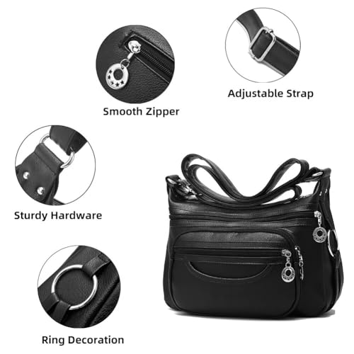Women’s Crossbody Purse Daily Shoulder Handbag Work Bag Roomy Travel Purse Multi-Pocket Tote Bag with Adjustable Strap3