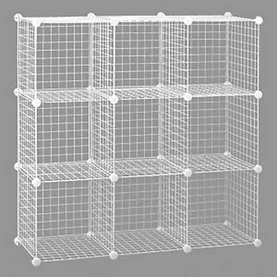 Only Garment Racks 3x3 Mini Grid Unit with Back- White