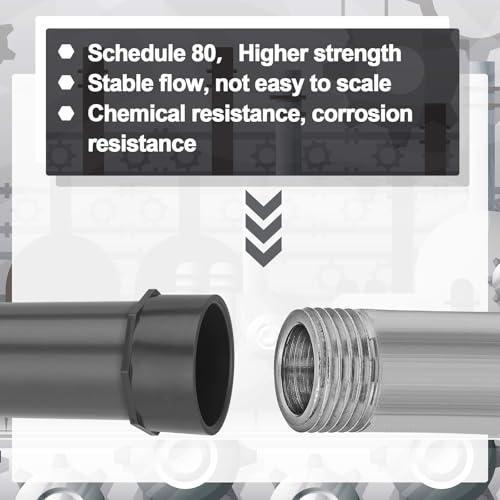 Image of 4 Pcs 4 Inch PVC Pipe Fitting Male Adapter Schedule 80 Socket x NPT Compatible with 836 Series Heavy Duty Industrial Grade Corrosion Resistant Plumbing Irrigation Connector for Water