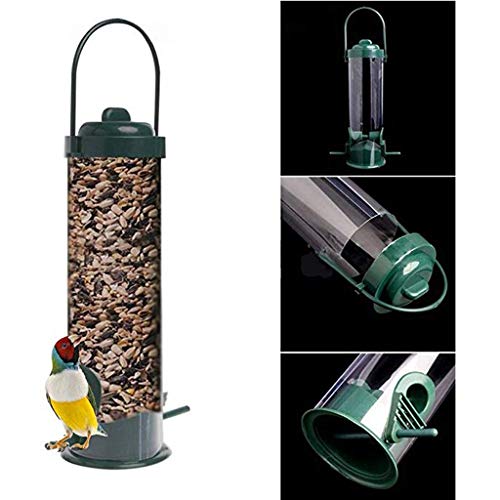Wild Bird Metal Feeder Hanging Feeders Viewing Window For Garden Yard Decoratio, Army Green Outdoor Bird Feeder