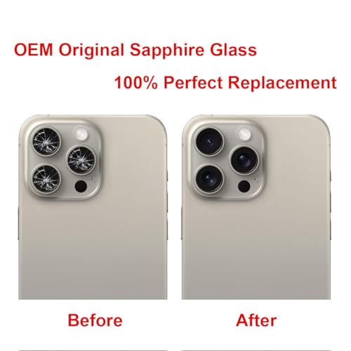 Perzework OEM Back Rear Camera Lens Glass Replacement for iPhone 15 Pro Max 6.7 inches with pre-Installed Adhesive and Reparing Toolkit