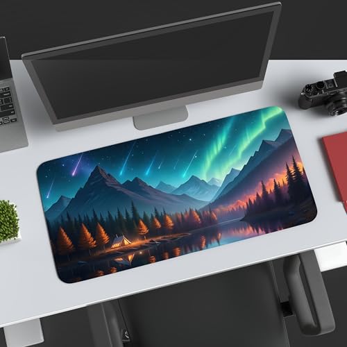 Image of Auroras Embrace Premium Desk Mat | Anti-Skid | Anti-Slip | 80 x 30 cm | Laptop Mat for Work from Home /Office /Gaming- Extended Mouse pad and Keyboard Desk mat