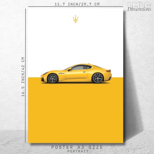 Image of Live Mad Live Crazy Maserati Granturismo Portrait Single Wall Paper Poster, A3 Size, 16.5L X 11.7W Inches Unframed Art Prints - Home, Bedroom, Living Room & Decor - Aesthetic, Matt Finish, Frame Not Included