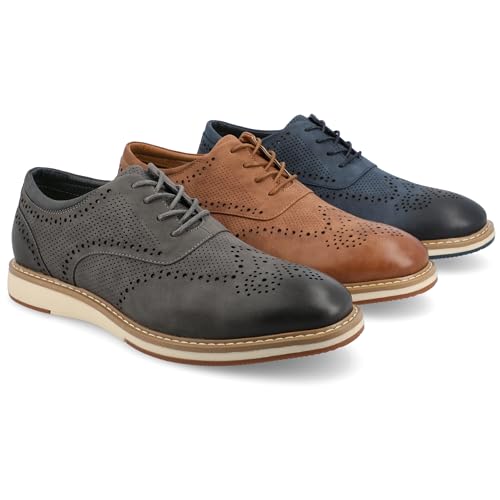Image of Vance Mens Patrick Lace-up Hybrid Perforated Oxford Medallion Toe Tru Comfort Foam Casual Dress Shoe