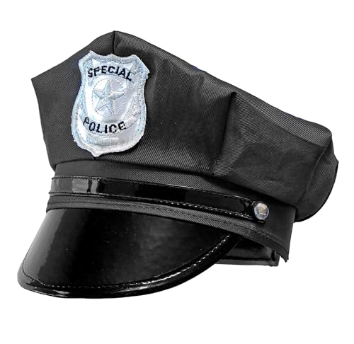 Widmann 03328 Boné de polícia para adultos, tamanho ajustável, unissexo, preto, tamanho único, cor / modelo sortido