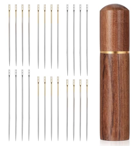 15 PCS Self Threading Needles for Hand Sewing Easy Thread Needles for Hand Sewing with Metal Storage Tube Stainless Steel Embroidery Sewing Needles (3.6 3.8 4.2 Cm)
