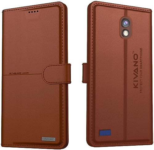 Image of Compatible with Jio Phone Next Flip Cover | Leather Finish | Inside Pockets & Inbuilt Stand | Shockproof Wallet Style Magnetic Closure Back Cover Case
