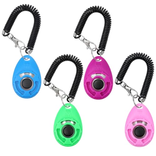 Ziuohaa 4 Pack Dog Training Clickers with Wrist Strap for Puppy Cat Bird