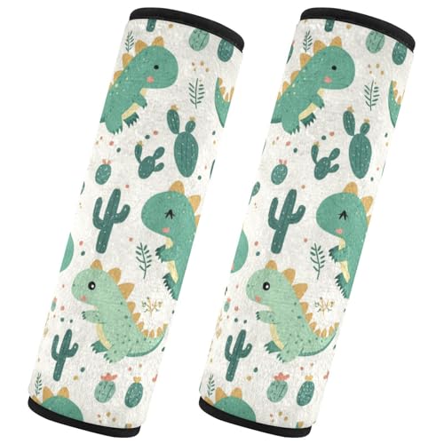 Seat Belt Covers 2 Pack Dinosaur Leaves Car Seat Strap Covers Super Soft Cute Car Seat Neck Cover for Boys Girls Adults Babies S