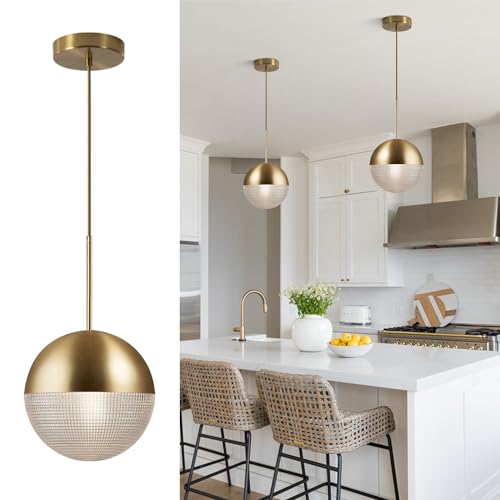 BOKT Mid Century Modern Globe Pendant Light Large Single Gold