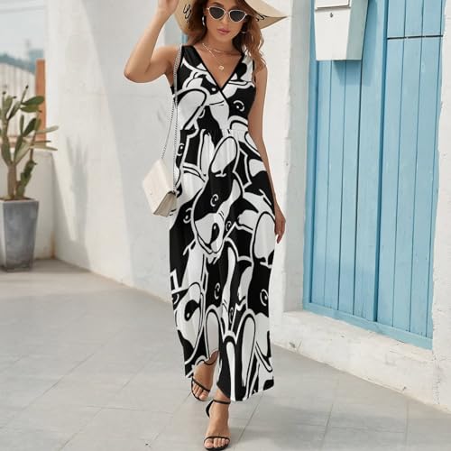 Robe d'été sans manches à imprimé chien pour un look fluide - 5