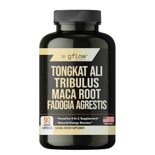gflow vitamins Tongkat Ali for Men & Women, Extra Strength with Fadogia Agrestis, Tribulus & Maca Root, Stamina, Vitality, Energy & Mood Support, 90 Capsules, Made in USA