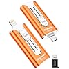 Mini unidad flash de doble interfaz de 64 GB, USB-C y USB-L, memoria portátil compatible con iPhone 17/16/15/14/13/12/11, iPad, Android y PC, fácil de guardar fotos, videos y archivos (naranja
