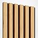 Produktbild KLEMP Wandpaneele  Lamellenleisten aus MDF auf Filz 275 x 30 cm, Wandverkleidung zur Montage mit Kleber oder Klebeband auf schwarzem Untergrund 6er-set Eiche Natur