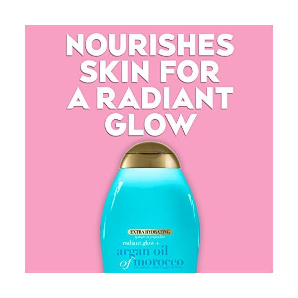 OGX Radiant Glow + Argan Oil of Morocco Extra Hydrating Body Lotion for Dry Skin, Nourishing Creamy Body & Hand Cream for Silky Soft Skin, Paraben-Free, Sulfated-Surfactants Free, 19.5 fl oz