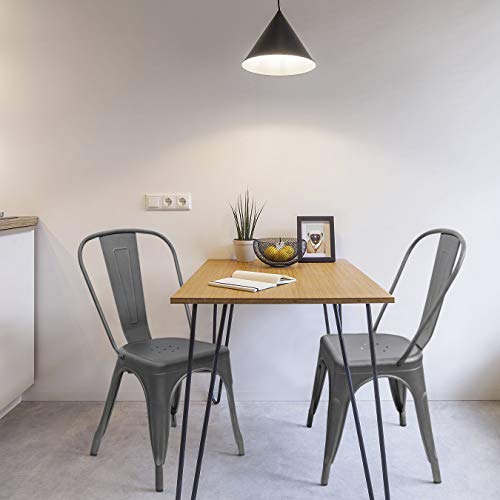 Image of Furmax Metal Dining Chair Indoor-Outdoor Use Stackable Classic Trattoria Chair Chic Dining Bistro Cafe Side Metal Chairs Set of 4 (Gray)