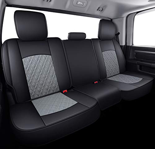 Image of YIERTAI Car Seat Covers for Dodge Ram Fit 2009-2026 1500 2010-2026 2500 3500 Classic Bighorn Longhorn Laramie Tradesman Truck Gray Rear