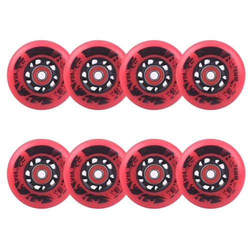 Roues en ligne 76mm 90A rouge pour réparer les roulettes de valise usées