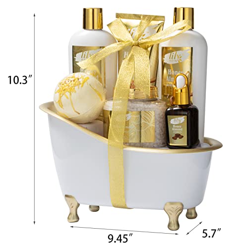 Christmas Gifts for Women - 7-Piece Honey Almond Spa Gift Set, Bath & Body Gift Set, Bath Collection with Bath Bomb | Mothers Day Gifts for Mom, Fathers Day, Birthday Gifts, Holiday Present for Women - Image 6