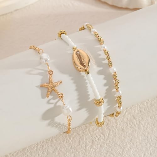 Seashell Ankle Bracelets for Women Starfish Bracelets Layered Boho Puka Shell Anklet Cowrie Shell Bracelets Hawaiian Summer Beach Foot Chain Jewelry4