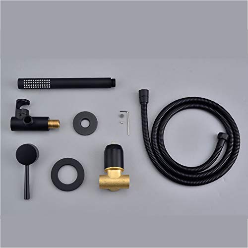 Ensemble de douche encastrable noir avec mitigeur eau chaude et froide