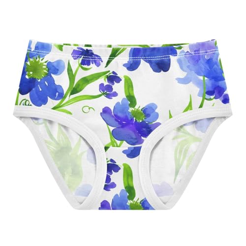 Cotton Toddler Girls Underwear Floral Watercolor Floral Blue Little Girl Panties Pattern Undies Kids Briefs 2t