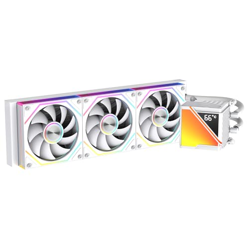 TZMRIT SR360-RS CPU Aio Water Cooling 360 mm with Temperature Display, 80 x 80 mm Jelly Design Large Cold Head, for LGA115X/1200/1700/1366/2011/2066, for...