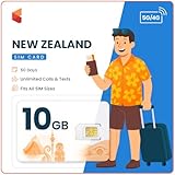 New Zealand Travel SIM Card (10 GB, 60 Days) - OneNZ Data SIM Card w/Unlimited Minutes to NZ Landlines/Numbers - Tethering/Hotspot Card- 3-in-1 Standard, Micro, & Nano SIM Card for Unlocked Phones