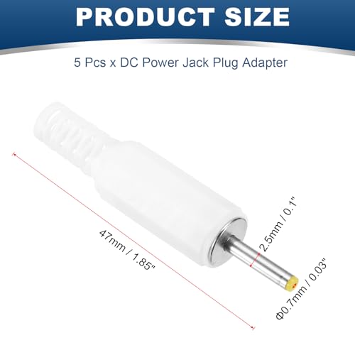 Adaptador DC macho 2.5x0.7mm paquete 5 unidades miniatura 2