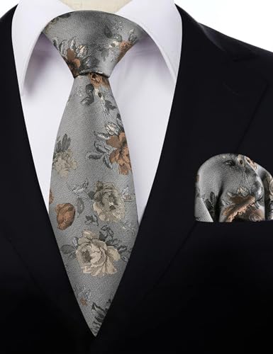 Image of Alizeal Mens 3.15'' Colorful Flower Pattern and handkerchief Necktie Set