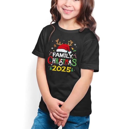 Image of Merry Christmas Family Shirts Plus Size Tops Couple Outfit Tee Parent-Child Short Sleeves Christmas Top