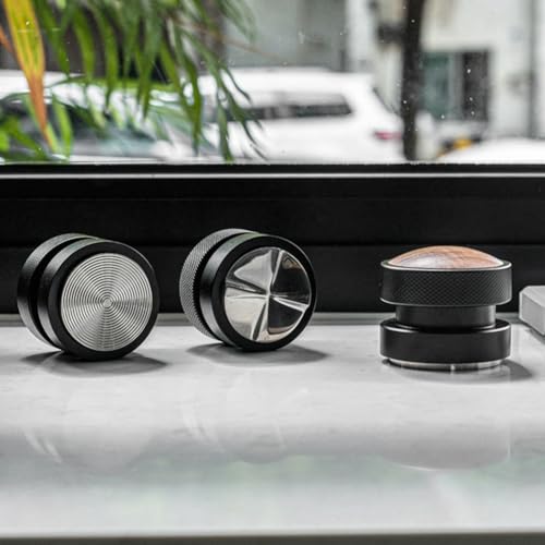 Apisonador de café autoadaptable de 51mm con base roscada negra y mango de madera 5