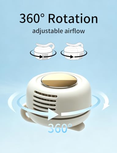 Image of Portable Silent Mini Bladeless Fan Clip On, 3 Speeds & Queit, Hands Free Shirt and Waist Clips Whirlwind Fans, USB Rechargeable, Suitable for Outdoor & Travel & Office (cream white)