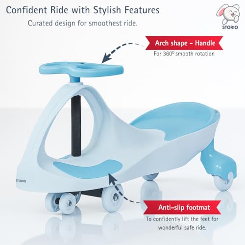 Image of Storio Boomer Kids Magic Swing Car Twister Ride On | Toy Car with PU Wheels | Toy Car for 3 to 5 Years | Push Ride on Baby Car,100 Kg Capacity | Birthday Gift for Kids Boys and Girls - Blue