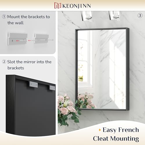 Image of Keonjinn 55x36 Inch Matte Black Bathroom Mirror for Over Sink, Rectangular