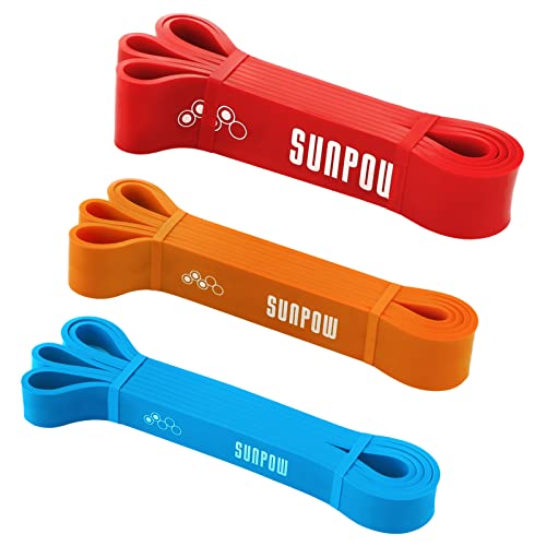SUNPOW Pull Up Assistance Bands - Set of 5 Resistance Heavy Duty Workout Exercise Stretch Fitness Bands Assist Set for Body, Instruction Guide and Carry Bag Included Multicolor(15-135lbs)
