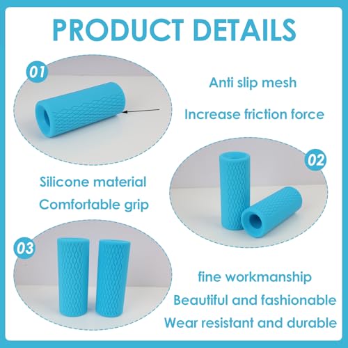 2 Pcs Dumbbell Bar Grips, 4" Non-Slip Rubber Barbell Gripz for Thick Bar Training, Forearm Strength Weightlifting Workout Gym Home Fitness Gear for Grip Trainer Men Women Athletes Lifters (Blue) - Image 6