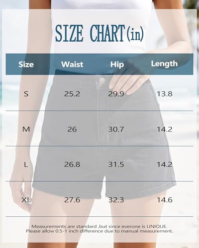 Image of Women's High Rise Black Denim Shorts Straight Leg Stretch Bodycon Casual Bottoms